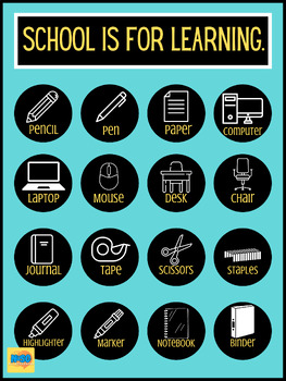 Preview of School is for Learning-School Supplies Poster