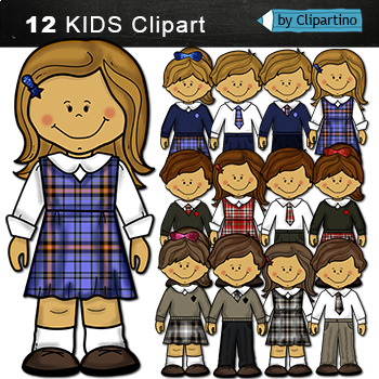 Preview of School kids Clip Art/ School Uniforms Clip Art/ Commercial use