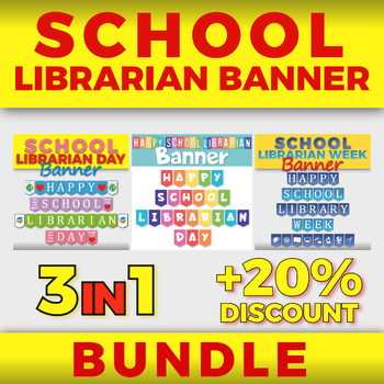 Preview of School librarian Banner BUNDLE | 3 IN 1