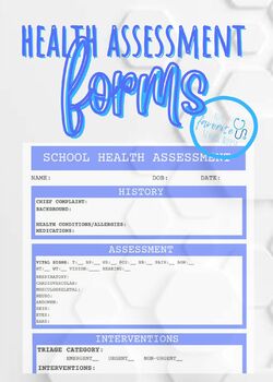 Preview of School nurse health assessment forms bundle