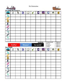 Schulsachen School Supplies In German Schiffe Versenken Battleship