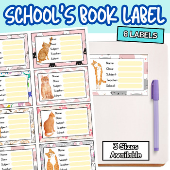 Preview of School's Book Label Classroom Labels, Student Name Tags, Book Bin Labels