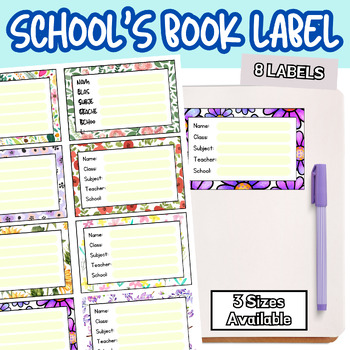 Preview of School's Book Label Classroom Labels, Student Name Tags, Book Bin Labels