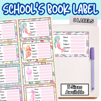 Preview of School's Book Label Classroom Labels, Student Name Tags, Book Bin Labels