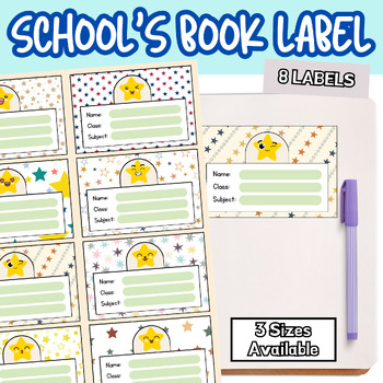 Preview of School's Book Label Classroom Labels, Student Name Tags, Book Bin Labels