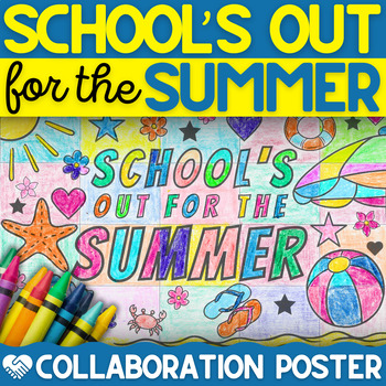 Preview of School's Out End of Year Collaborative Poster Activity Summer Bulletin Board