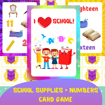 Preview of School supplies and Numbers 10-20 Card Game
