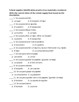 Material escolar worksheet for 1º PRIMARIA