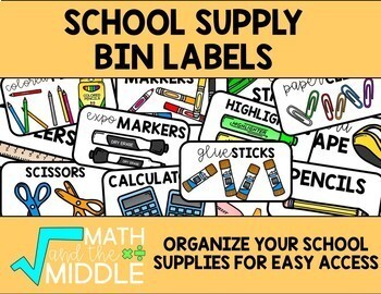 Preview of School supply bin labels