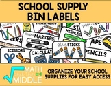 School supply bin labels