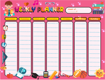 Preview of School timetable template flat elegance pupil petals decor / BACK TO SCHOOL