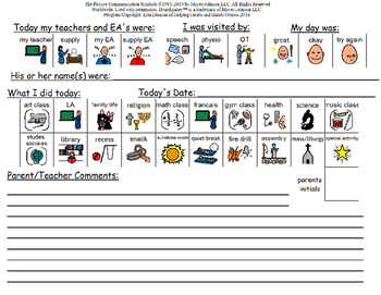 School to Home Communication Sheet by Helping Hearts and Hands | TpT