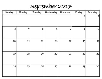 School year Calendar 17-18 not editable by Kate's Store | TPT