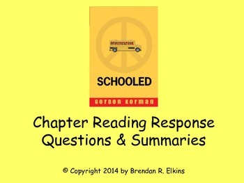 Preview of Schooled by Gordon Korman Reading Response Questions