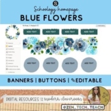 Schoology Homepage Theme with Editable Button - Blue Flowers