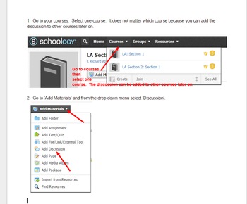 Preview of Schoology - How to Create a Discussion