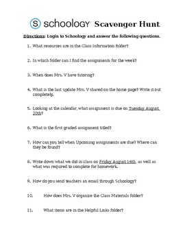Preview of Schoology Scavenger Hunt - EDITABLE!