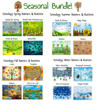Preview of Schoology Seasonal Banners & Buttons Bundle