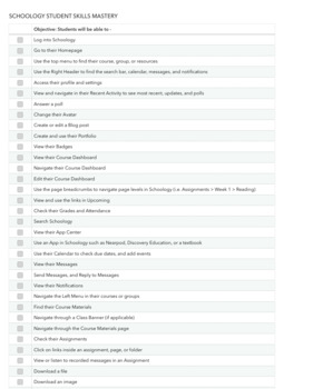 Preview of Schoology Student Skills Checklist - FREEBIE