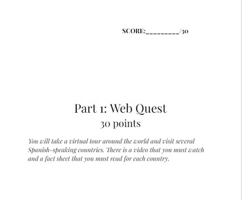 Preview of Schools in Spanish Speaking Countries- Webquest Project