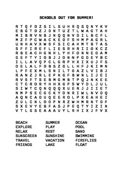 Preview of School's Out For Summer! Word Search