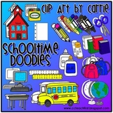 Schooltime Doodles digital clip art (BW and Color PNG)