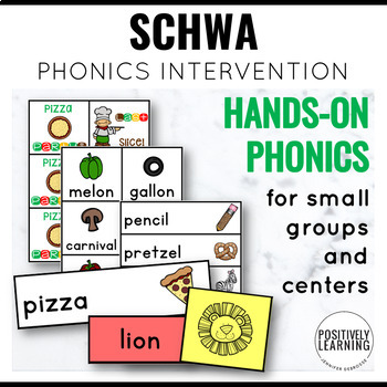 Preview of Schwa Sound Activities for Phonics Small Groups with Hands On and  Seesaw