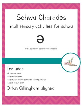 Preview of Schwa Charades!  Orton Gillingham aligned activities for schwa vowels