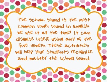 Schwa Sound Practice Activities and Flashcards by M and L Teacher Supply Co