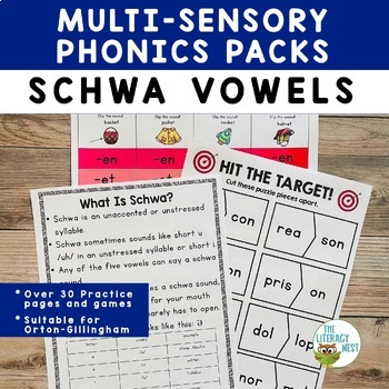 Preview of Orton-Gillingham Phonics Schwa Sound Spelling Activities and Games