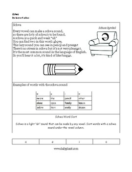 Schwa Word Sort by Super Tutor Tools | Teachers Pay Teachers