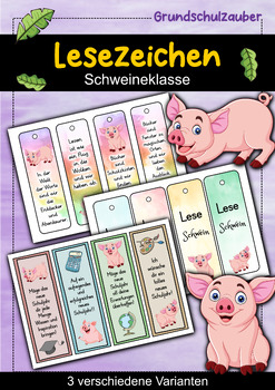 Preview of Schwein Lesezeichen für die Schweineklasse - 3 Varianten (Deutsch)
