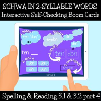 Preview of Schwa in 2 Syllable Words  Boom 3.1 3.2 Part 4 progress monitor & fun