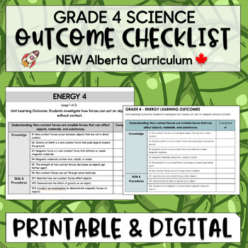 Preview of Science 4 Unit Outcome Checklist - NEW Alberta Curriculum Checklist - Grade 4