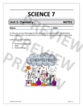 Preview of Science 7 Unit 3: Chemistry NOTES (digital)