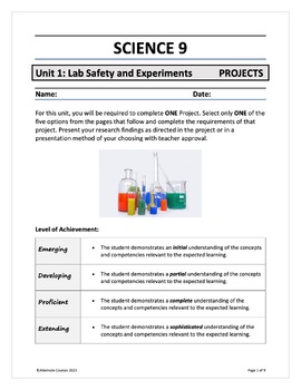 Preview of Science 9 Unit 1: Introduction PROJECTS (digital)