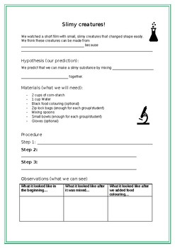 science experiments worksheet