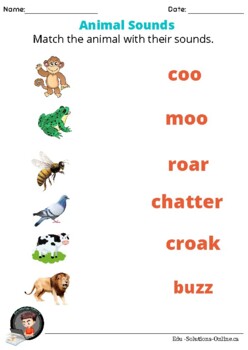 Science: Animals and their Sounds Worksheet by Edu-Solutions-Online