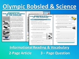 Sports & Science Article - Olympic Bobsled - Sub Plans / Worksheet