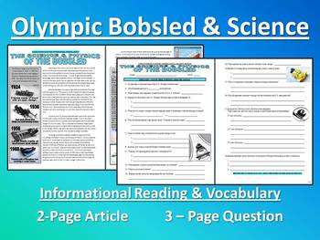 Preview of Sports & Science Article - Olympic Bobsled (Sub Plans / Forces & Motion / STEM)