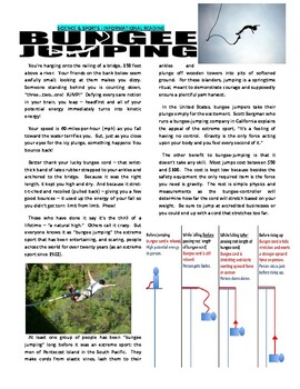 Preview of Sports & Science Article - Bungee Jumping (No Prep / Forces Motion / Sub)