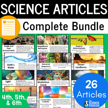 Preview of Science Articles Reading Comprehension Passages BUNDLE | 4th 5th Nonfiction Text