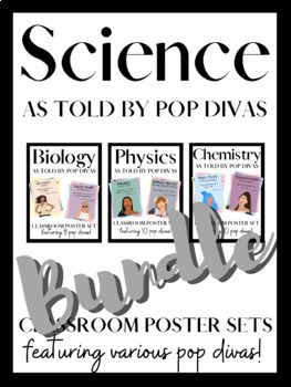 Preview of Science As Told By Pop Divas | Biology, Physics, Chemistry | Classroom Decor