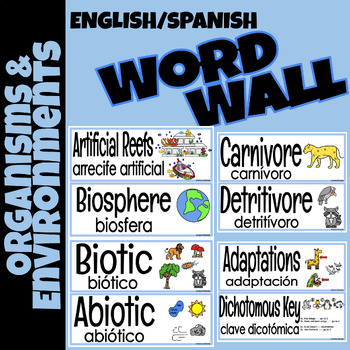 Preview of Science BIOLOGY Unit Word Wall Vocabulary Cards [English/Spanish]