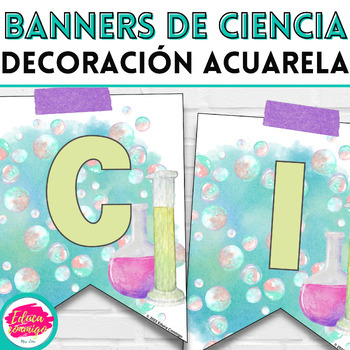 Preview of Science Banner in Spanish and English - Science Decor - Decoración de Ciencia