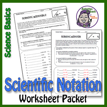 Preview of Science Measurement: Scientific Notation Worksheet Packet
