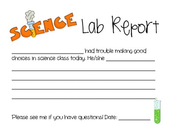 Preview of Science Behavior Report Slips
