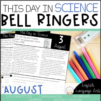 Preview of Science Bell Ringer and Warmups | August Morning Work | Daily Language & Reading