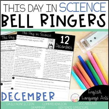 Preview of Science Bell Ringer and Warmups | December Morning Work | Daily Language