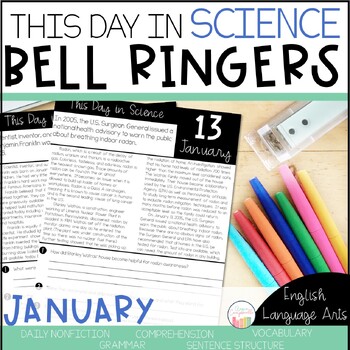 Preview of Science Bell Ringer and Warmups | January Morning Work | Daily Language